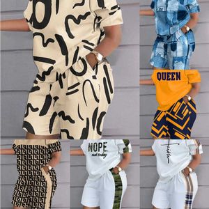 Plus size dames designer trainingspak 2023 Zomer casual mode Tweedelige set Positionering Print Korte mouw 2-delige pakken