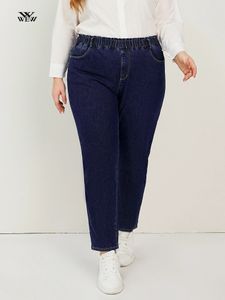 Jeans sarouel pour femmes, grande taille, taille haute, à enfiler, extensible, grande taille 8XL, 175cm, pantalon de lavage en Denim pour dames 240315