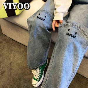 Plus Size Femmes Taille Haute Droite Baggy Mode Y2K Streetwear Harajuku Vintage Casual Femme Jambe Large Jeans Pantalon Pantalon T220803