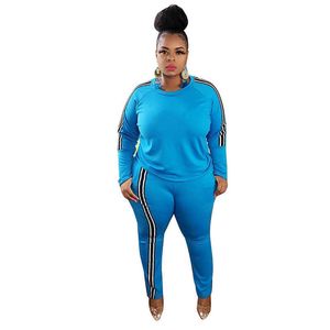 Plus Size XL-5XL 2 Stuk Set Vrouwen Fall Clothes Outfit Crop Top Leggings Hoge Stretch Sweatsuit Trainingspak Groothandel Dropshipping Y0625