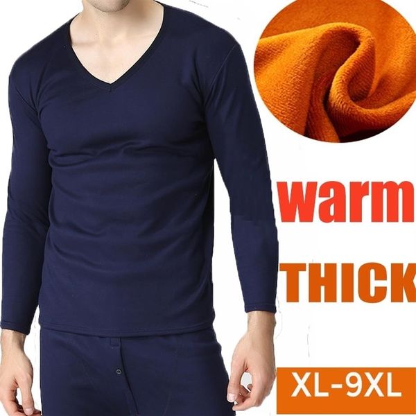 Grande taille XL-9XL automne hiver hommes épaissir sous-vêtements thermiques hommes caleçon long velours doux chaud costumes chemise pantalon 2 pièces ensemble 201125291r