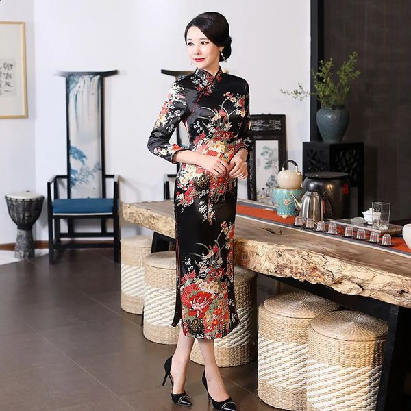 Grande taille XXXL femmes classique Cheongsam rayonne florale élégante robe de soirée col Mandarin traditionnel chinois Qipao 240131