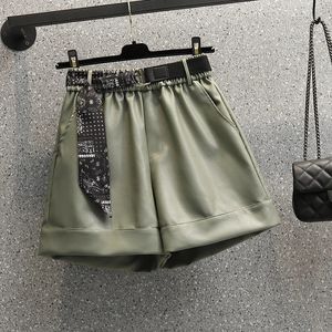 Plus taille y2k PU shorts pour femmes lâches décontractées en cuir élastique mini pant