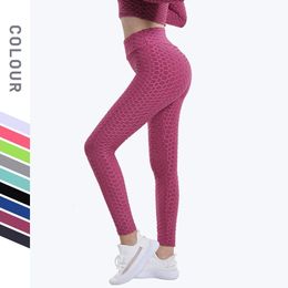 Plus size yogabroek dames jacquard bubble broek perzik hippe sport fitnessbroek hardloopfitness leggings 231225