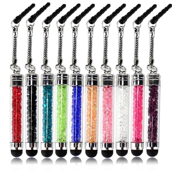 Plus Stretch CapacitiveTouch pantalla táctil lápiz Bling Crystal Stylus Sling para iPhone 6s 7 8 tabletas Samsung