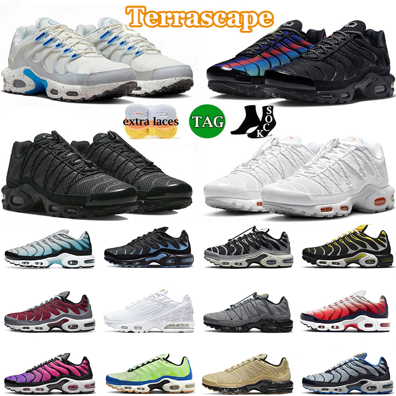 2023 plus tn running shoes men sneakers tns 3 Terrascape Vaporizer Triple Black White Unity University Hyper Blue Dusk Airmaxs Sports Women Trainers size 36-46