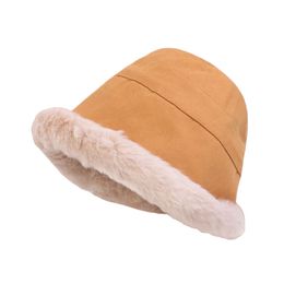 Sombrero de pescador grueso de terciopelo, versión coreana, sombrero de cubo de invierno para amigo, familia, vecinos, regalo THJ99