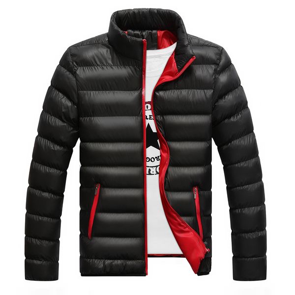Plus veste d'hiver hommes Parkas léger manteau chaud hommes col montant vestes couleur unie Parka manteau mode Streetwear 5XL