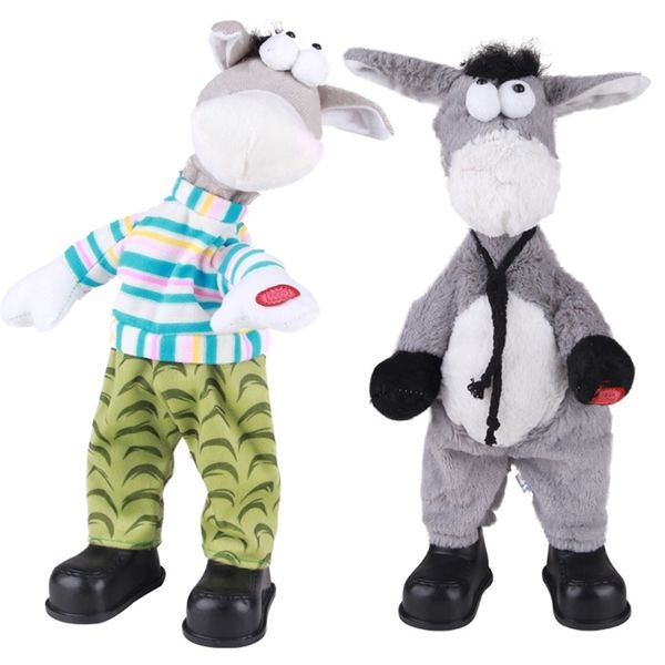 Animaux en peluche Animaux électriques Secoué sa tête d'âne chantant et dansant des jouets à ailes pour enfants Cadeau drôle de Noël 201212