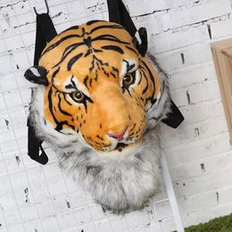 Sac à dos en peluche Real Life Tiger Leopard Panda Head Backpacker School Animal Sacs Sac en peluche Jouets Cadeaux d'anniversaire de Noël QB171 240201