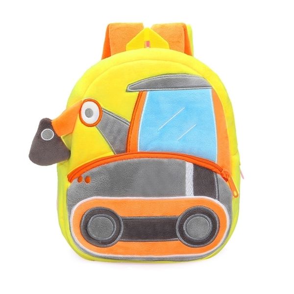 Sacs à dos en peluche 2-4 ans mignon dessin animé pelle 3D voiture ingénierie véhicule sac à dos enfants maternelle sac d'école 221105