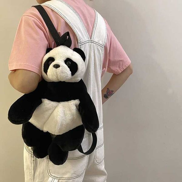 Sacs à dos en peluche 38 cm peluche Panda jouet sacs à dos mignon Animal en peluche Panda sac à dos Kawaii doux Animal ours sac filles garçons en peluche cartables cadeaux L2403