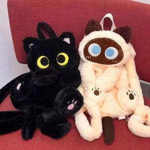 Sacs à dos en peluche 40 cm Kawaii peluche grands yeux chat jouet sac à dos mignon grande capacité animaux en peluche sacs garçons filles femmes peluche sac à dos cadeaux L2403