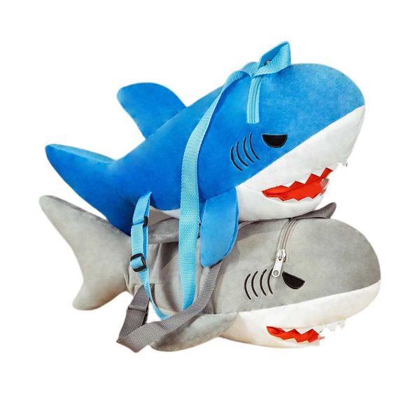 Sacs à dos en peluche 50CM intéressant Cool requin en peluche bleu gris sac à dos Kawaii dessin animé animaux sacs d'école enfants garçons fille cadeaux d'anniversaire L2403