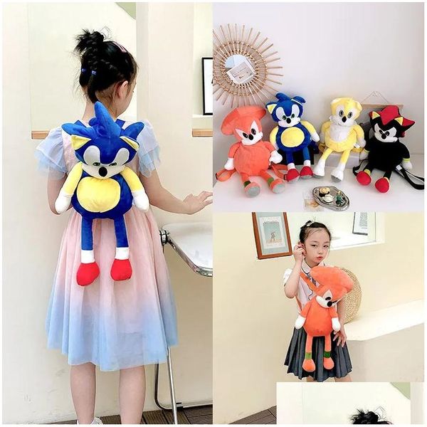 Mochilas de felpa Big Belly Sonic P Toys Mochila Animales de peluche Garten Baby Anti-Lost Schoolbag Regalos para niños Drop Delivery Dh0Eo