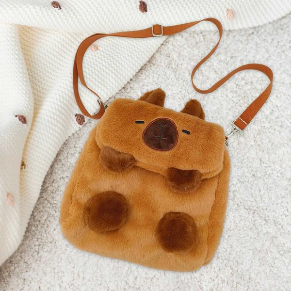 Capybara Sac à Dos Sac à Dos Mode Mini Sac à Bonbons Sac à bandoulière en Peluche pour Les Voyages de fête Sac à Dos Cadeau d'anniversaire intérieur extérieur L2403