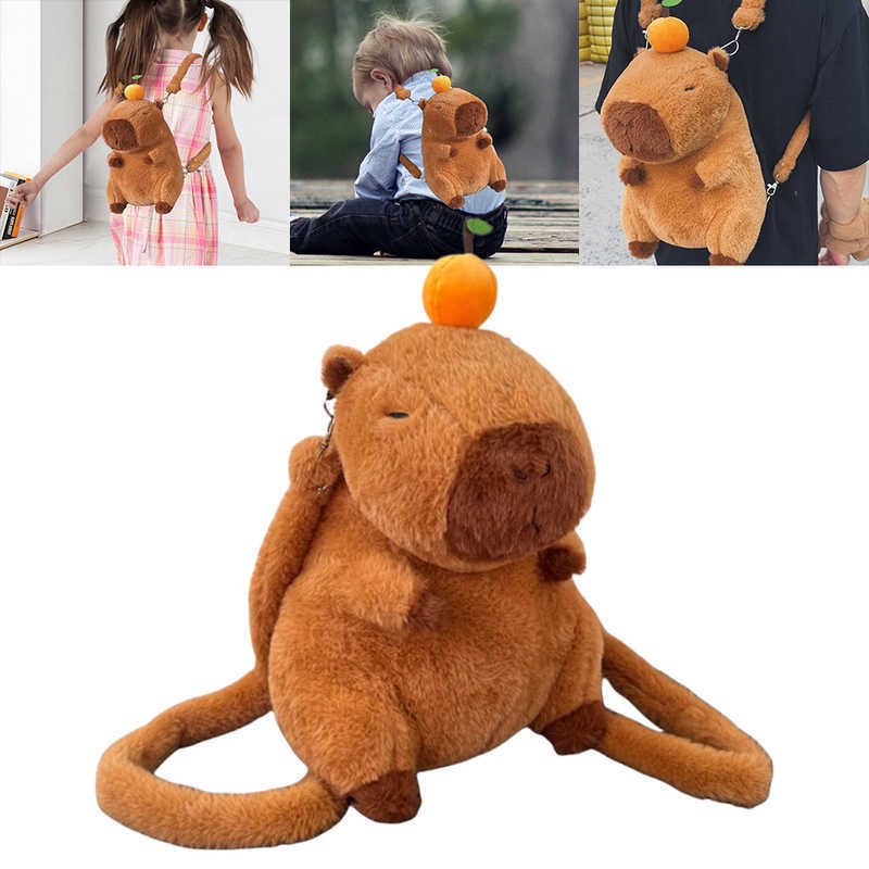 플러시 배낭 Capybara 플러시 배낭 카와이 패션 플러시 봉제 가방 대용량 소녀 생일 및 크리스마스 선물 2405