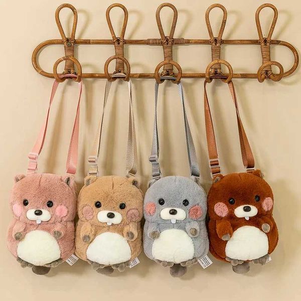 Sacs à dos en peluche Dessin animé mignon Hamster en peluche poupée bandoulière enfants porte-monnaie Kawaii en peluche sac à main filles peluche Animal poupée en peluche BackpackL2403