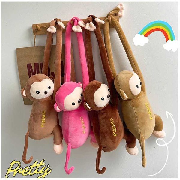 Sacs à dos en peluche Créatif drôle dessin animé singe mignon sac de messager nouvelle poupée en peluche sac à dos enfants sac à bandoulière fille en peluche Animal sac cadeau L2403