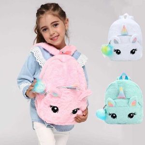 Mochilas de felpa Cute Cartoon Unicorn Kids Mochilas escolares para niñas Soft Children-SchoolBackpack Kindergarten Baby Travel Snacks Juguetes Bolsa