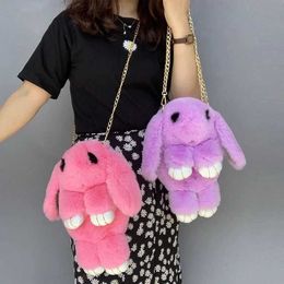 Mochilas de peluches Lindo bolso de hombro de conejo de felpa