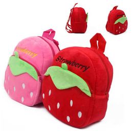 Pluche rugzakken schattige aardbei pluche rugzak cartoon dieren mini school tas snoeptas kinderzak meisjes jongens cadeau 1-3 jaarl2405