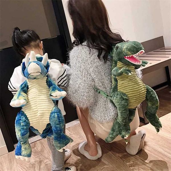 Mode créative 3D dinosaure sac à dos pour enfants dessin animé Animal en peluche dinosaures sac mignon drôle Parent-enfant sacs pour fille garçons L2403