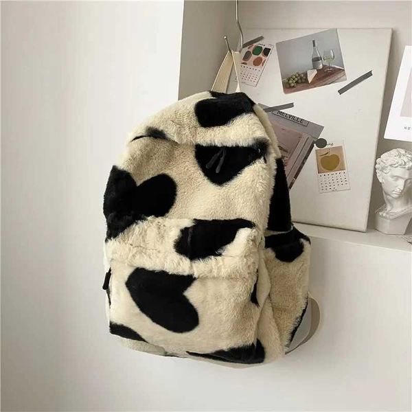 Plance sac à dos coeur en forme de coeur en peluche caricaturé sac à dos fille en peluche sac à dos mignon fourrure sac à dos pour école enfant sac de sac à cadeaux pour enfants mochilas para mujerl2405