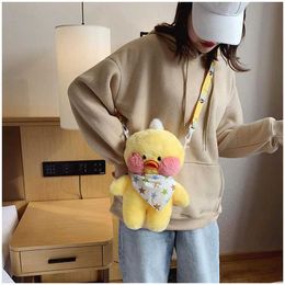 Sacs à dos en peluche Kawaii canard jaune Lalafanfan sac à dos en peluche enfants mignon doux poupée animaux en peluche sac à bandoulière filles sac d'école à bandoulière cadeaux L2403