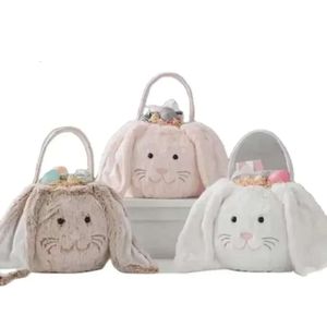 Sac en peluche cadeau Bunny sacs à main paniers en fausse fourrure lapin de Pâques fourre-tout