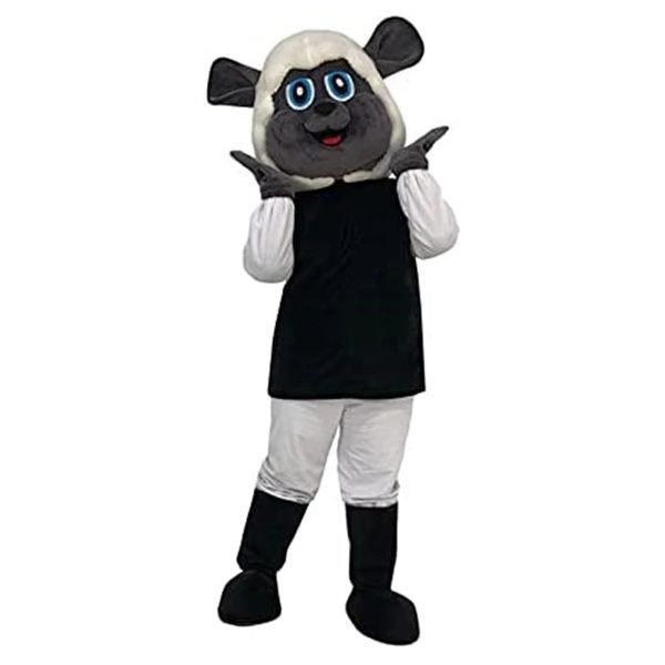Disfraz de mascota de oveja negra de peluche Halloween Navidad Fiesta de lujo Personaje de dibujos animados Traje Adulto Mujeres Hombres Vestido Carnaval Unisex Adultos
