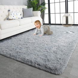 Pluche tapijten pluizige ultrazachte indoor moderne gebied tapijten woonkamer speelmatten voor kinderen