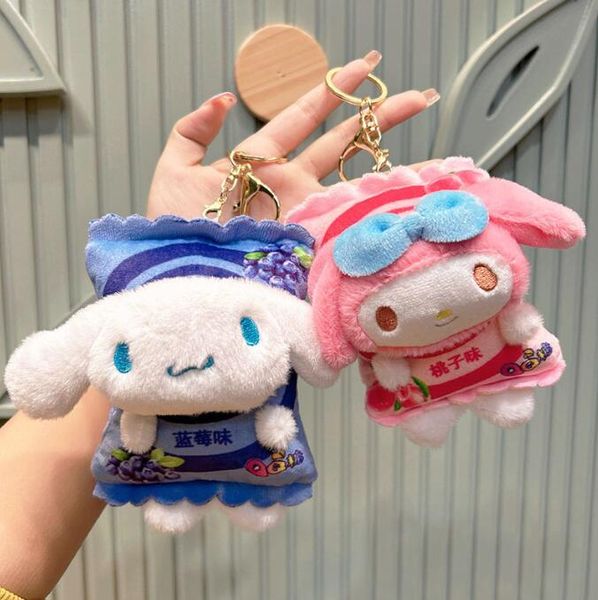 Peluche dessin animé Kuromi poupée poupée chien à grandes oreilles pendentif en gros sac à dos porte-clés femme porte-clés