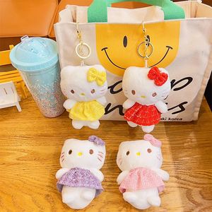 Porte-clés pendentif chat en peluche, poupée de dessin animé créatif, pendentif de sac à livres, petit cadeau de Couple, vente en gros