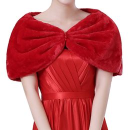 Chales de piel de conejo de imitación para cena, vestido de novia rojo/blanco, abrigos de piel y estola
