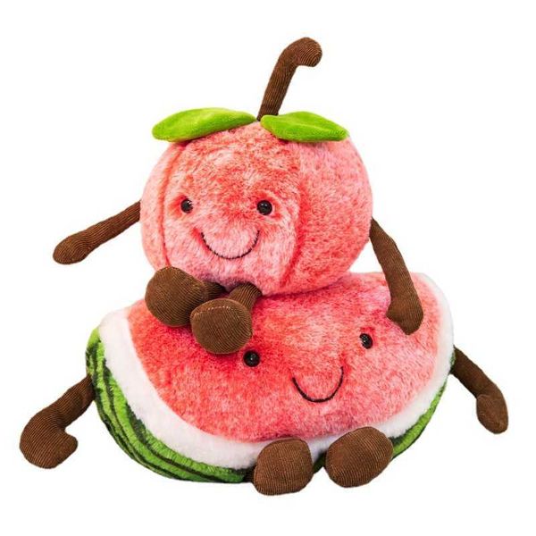 Cojines de felpa 35 cm Lindo Suave Felpa Fruta Sandía Cereza Juguete de peluche Cojín de dibujos animados Niños Decoración para el hogar Regalo de cumpleaños R230718