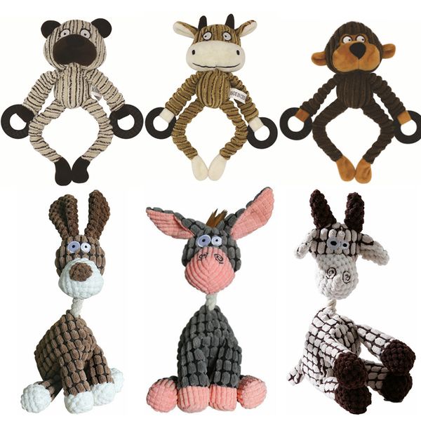 Jouet à mâcher pour chien en peluche pour chiot Jouet à mâcher durable en peluche avec couineurs Mignon Doux Fournitures de formation pour animaux de compagnie de nettoyage des dents pour petits, moyens et grands chiens H06