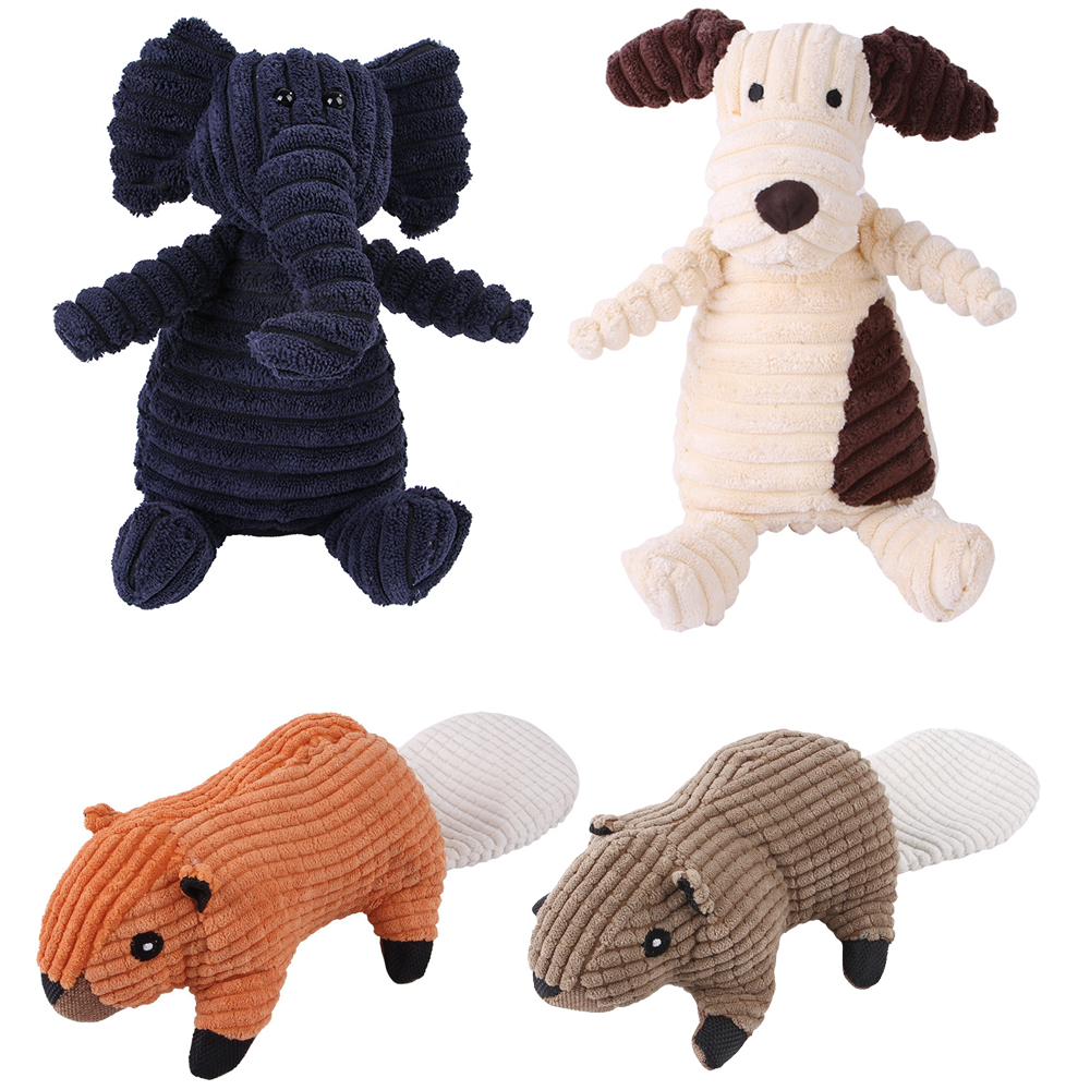 Plush Dog Toy Animals Form Bite resistenta Squeaky Toys Corduroy Dog Toys för små stora hundar Valp husdjur träningstillbehör