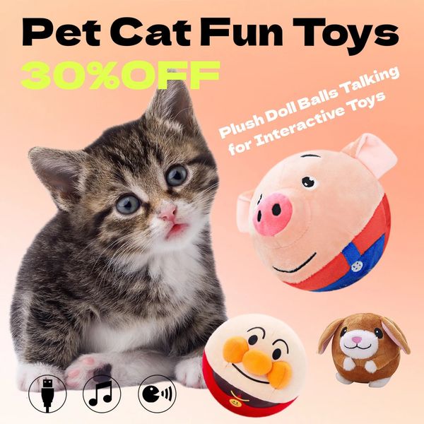 Pelotas de muñecos de peluche que hablan para juguetes interactivos Accesorios para mascotas que rebotan Pasatiempo Perros Juguete electrónico para mascotas Accesorios de ocio para gatos 240226