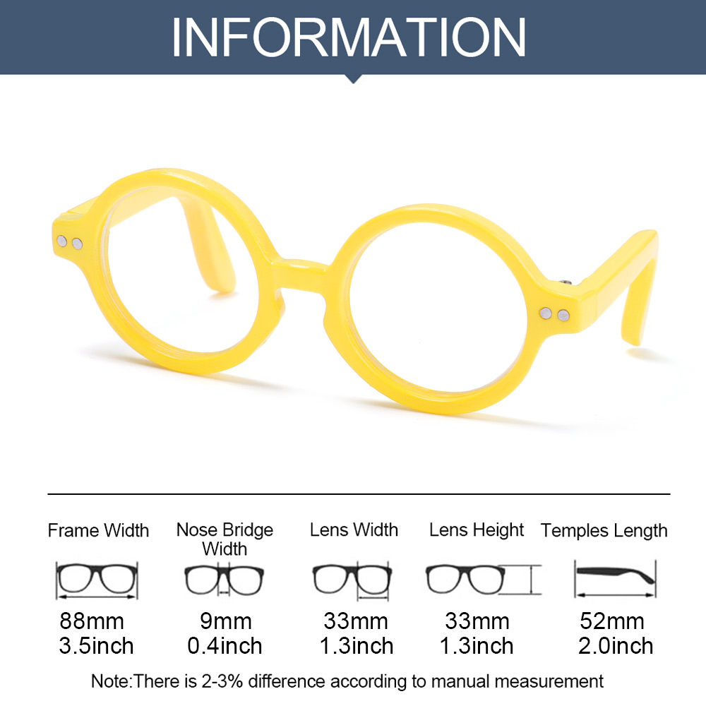 Pluszowe szklanki lalki akcesoria okrągłe rama miniaturowa okulary przezroczyste soczewki kolorowe okulary styl do bllythe