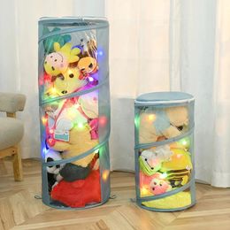 Pluche pop opbergemmer Kinderspeelgoeddoos Container Cilinder Organizer Mand Displaystandaard 231228