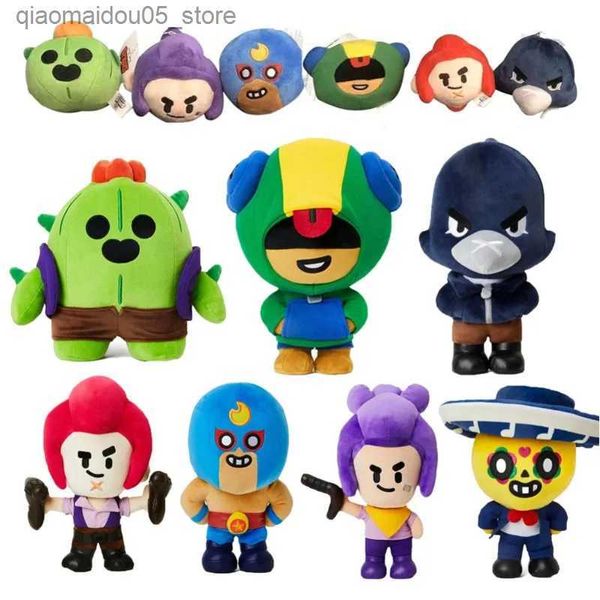 Poupées en peluche 1/7 dessin animé Leon Spikes Crow Gevulde jeu Capuchon Knuffel Poppen héros en peluche personnage Shelly Doll Poppen Jongen Verjaar Q240227