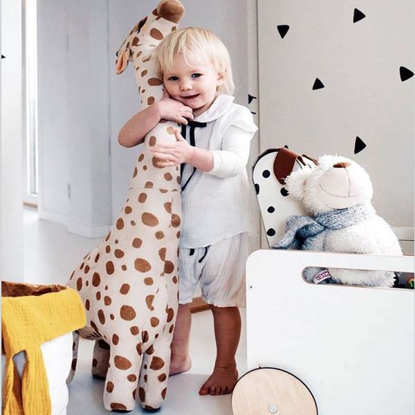 Poupées en peluche 100 cm Grande Taille Simulation Girafe Jouets Doux Animal En Peluche Dormir Poupée Jouet Pour Garçons Filles Cadeau D'anniversaire Enfants 230711