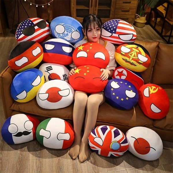 Muñecas de peluche 1050 cm Country Ball Toys Poloniaball Calentador de manos Almohada Countryball URSS EE. UU. FRANCIA RUSIA REINO UNIDO JAPÓN ALEMANIA ITALIA Decoración 220924