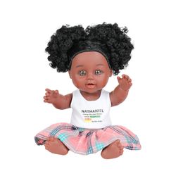 Pluche poppen 10 inch kinderen speelgoed schattige dressing zwarte huid levensecht realistische realistische 25cm10inch meisje baby poppen voor kinderen spelen 230504