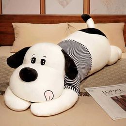 Poux en peluche 110cm Nouveau corps doux couple T-shirt rayé Big Dog Doll Animal en peluche Décor de décoration