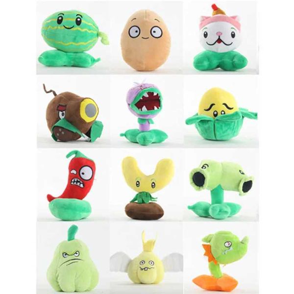 Muñecas de peluche 12 piezas/plantas por lotes vs. zombie Peal Peal Cóctel Nuez peladilla de peluche Pearl Soft relleno suave Juguete Fiesta de regalo Juguete J240410