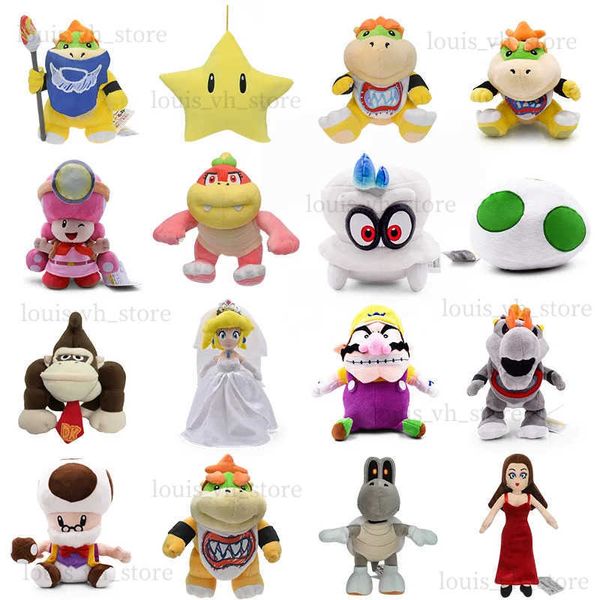 Muñecas de peluche 16 estilos Bros Peluches Princesa Peach Yoshi Huevo Bowser Estrella amarilla Peluche Muñeca Bebé Cumpleaños Regalos de Navidad T240325