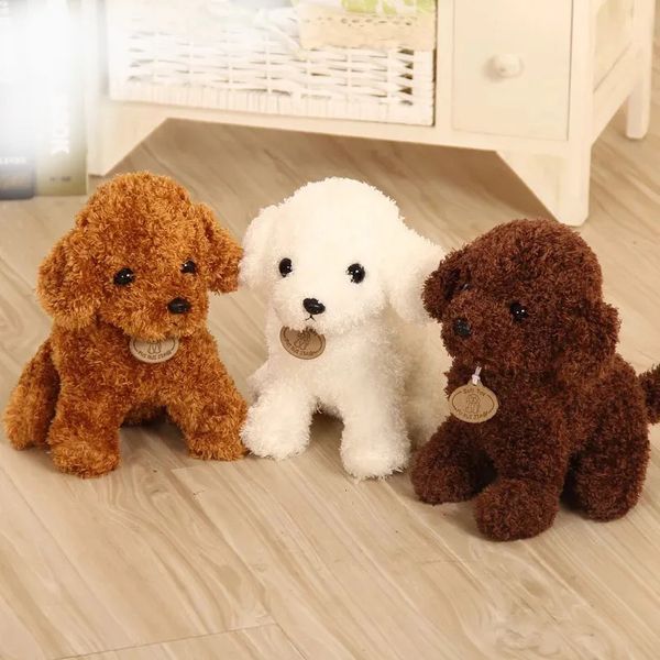 Poupées en peluche 18 25 cm, Simulation de chien caniche, jouets, Animal mignon, poupée pour cadeau de noël, 231016