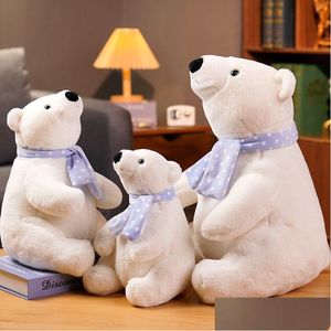 Poux en peluche 1pc 25/30 / 40 cm Belle ours polaire p Toys mignons ours blancs doux avec foulard